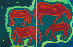 Les quatre "chevals" (Diptyque). Exposition "La marche" - 2009 -